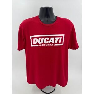 Ducati Jacksonville Mens Red Graphic T-Shirt Short Sleeve Motorcycle Tee L